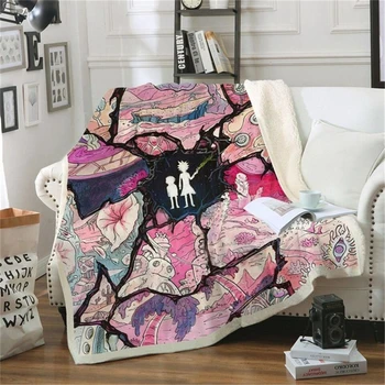 

Anime Rick And Morty Printed Plush Throw Blanket Sherpa Fleece Bedspread Sofa Blankets For Beds Square Picnic Soft Blanket