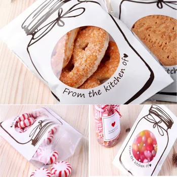 

100pcs/set Christmas Bottle Style Cookies Biscuits Bag Self-adhesive Wedding Cellophane Bag Cake Candy Kids Gift Bags Decoration