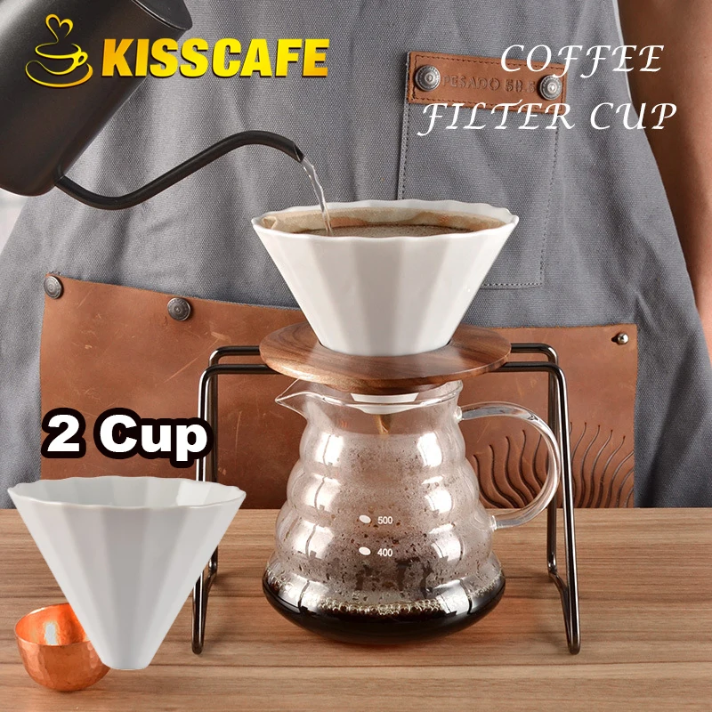 2-4Cup Ceramic Coffee Cup Espresso Filter V60 Funnel Drip Hand Filters Portable Accessories | Дом и сад