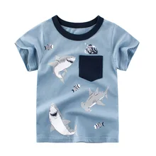 Летняя детская одежда из хлопка для мальчиков Повседневная футболка с короткими рукавами с изображением маленьких животных футболки для мальчиков