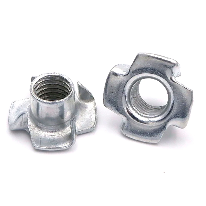Four Claws Nut T-nut Blind Pronged Insert 10/ 50pcs M3 M4 M5 M6 M8 M10 M12 For Wood Furniture Hardware four claws nut,insert nut,furniture t nut inserts