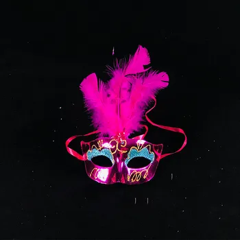 

Kids & Adult Halloween Glow Mask Feather Mask Half Face Mask with LED Masquerade Dress Up Children's Mask Toys Luminous Toy