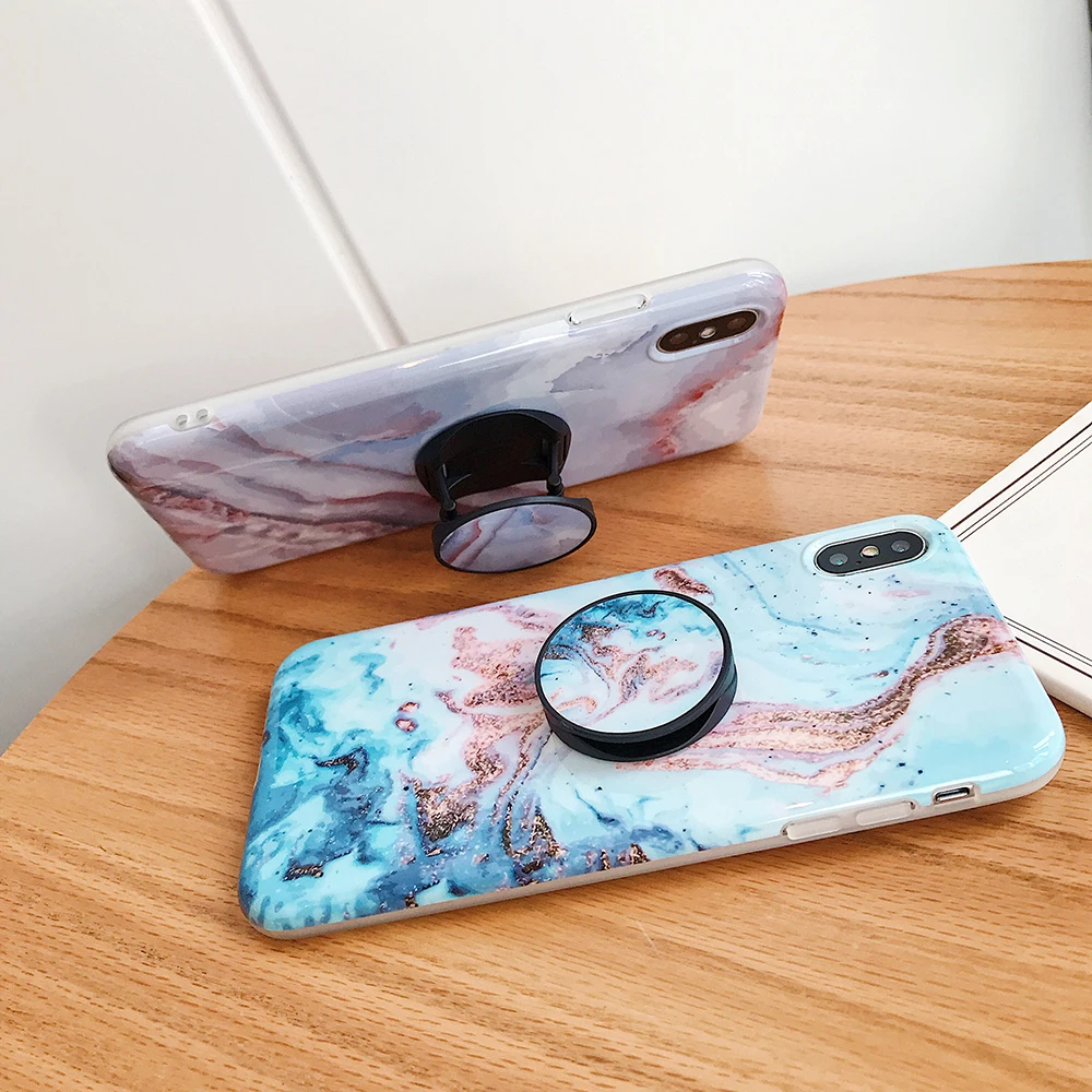 Чехол для телефона LOVECOM с мраморной линией и держателем iPhone 12 Mini 11 Pro Max XR X XS 7 8 Plus