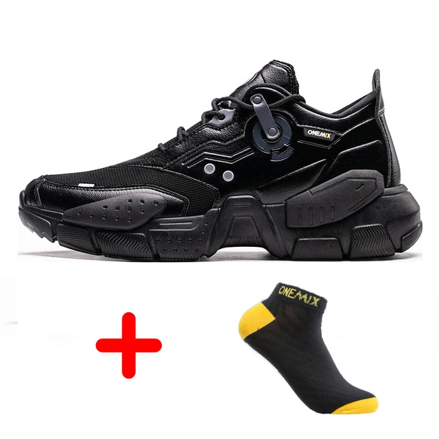ONEMIX мужские кроссовки для мужчин, кроссовки для бега, стильные удобные мужские красные спортивные кроссовки для женщин в стиле ретро - Цвет: black