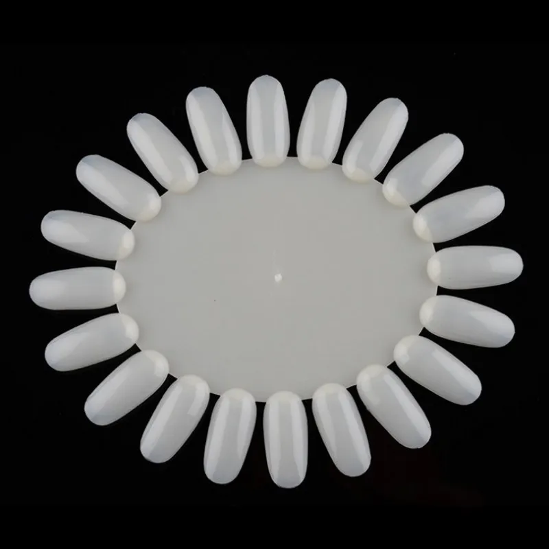 ASND014-Natural-Clear-20-tips-False-Nail-Tips-Nail-Art-Display-Practice-OVal-Wheel-Board-Nail