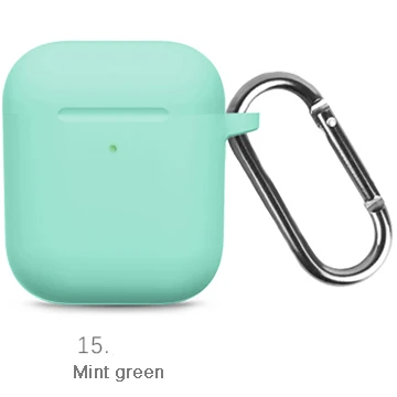 Жидкие силиконовые наушники корпус для AirPods анти-грязь APPLE airpods чехол розовый черный темно-синий желтый красный - Цвет: 15 Mint green