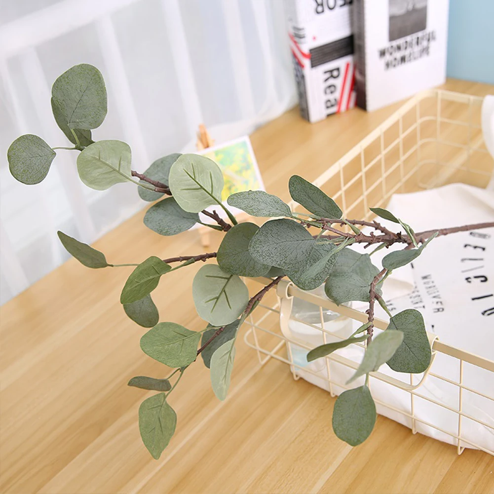 Tree Branches Green Artificial Autumn Silver Dollar Eucalyptus Leaf Fake Eucalyptus Leaves For Home Office DIY Artificial Plants