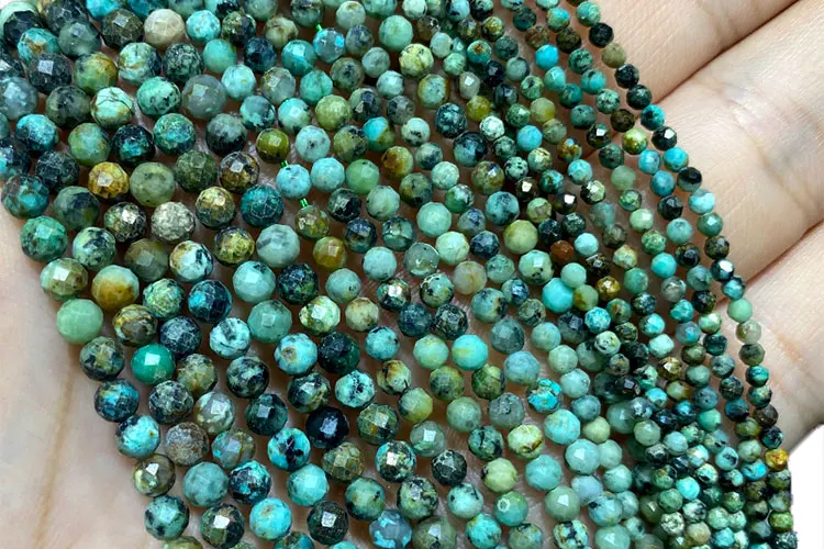 Großhandel 100% Natürliche Edelstein Afrikanische Türkise Facettierte Runde Perlen Für Schmuck Machen DIY Armband Halskette 2MM 3MM 4MM – Detail 1