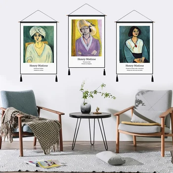 

Woman in a Hat Henry Matisse Fauvism Hanging Cloth Cotton Line Art Paintings Poster Home Decor Wall Hanging Tapestry Gift