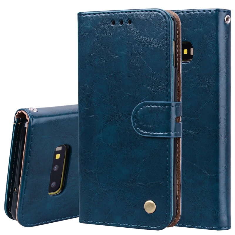 Высококачественный кожаный чехол-бумажник для samsung Galaxy Note 10 Plus 8 9 S10e S10 S9 S8 S7 S6 edge Note10 металлический откидной Чехол - Цвет: DBlue