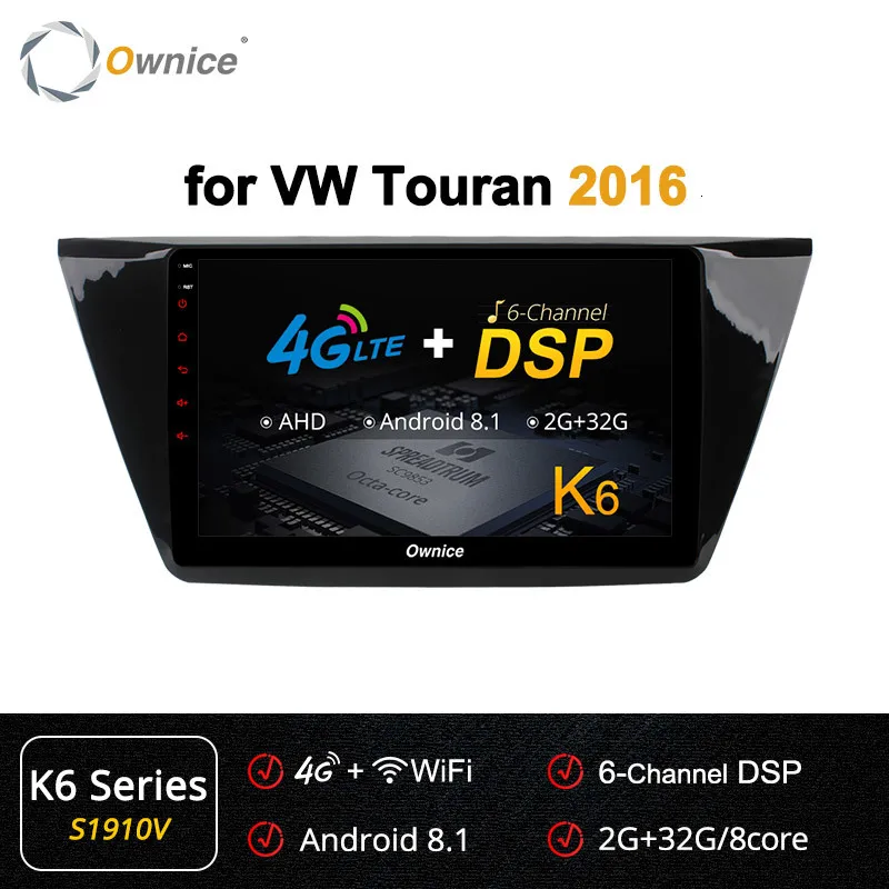Ownice K6 K5 K3 10," ips автомобильный Android 9,0 автомобильный радиоприемник Gps Navi 2 Din dvd-плеер для Volkswagen Touran 4gb Автомобильный 64gb - Цвет: S1910 K6