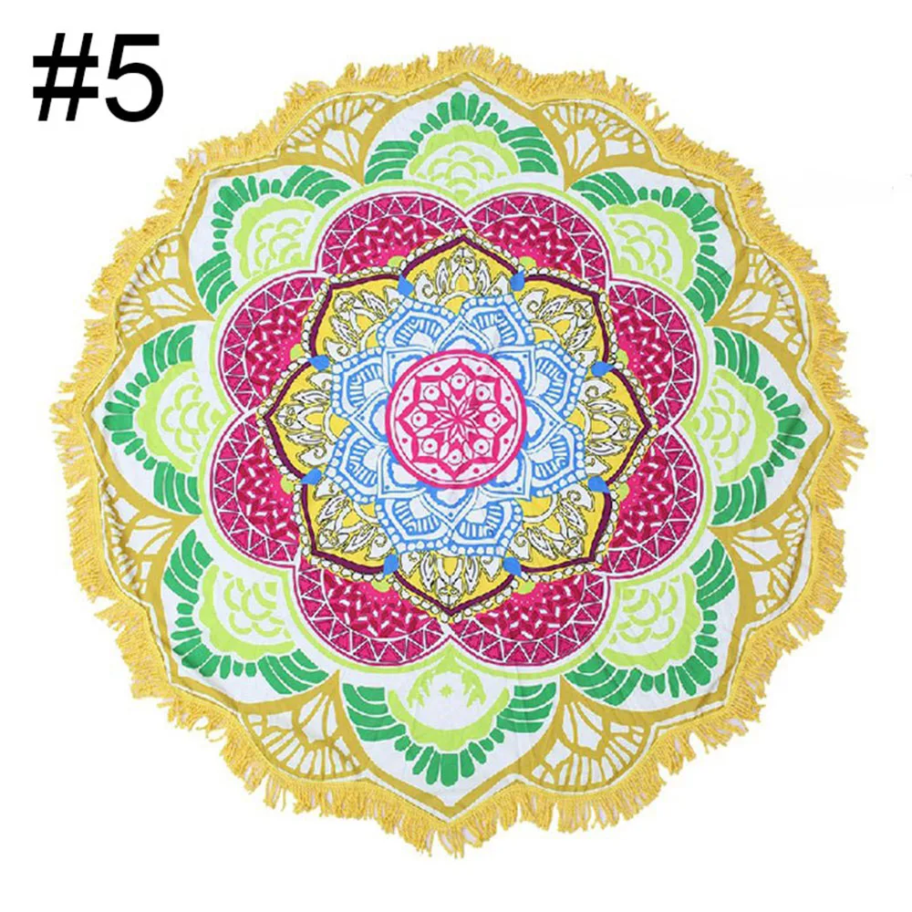 Round Beach Towel Yoga Blankets Diameter 150cm Yoga Mat with Flowers Pattern Indian Mandala Tapestry Picnic Mat Valentine's Day (11)