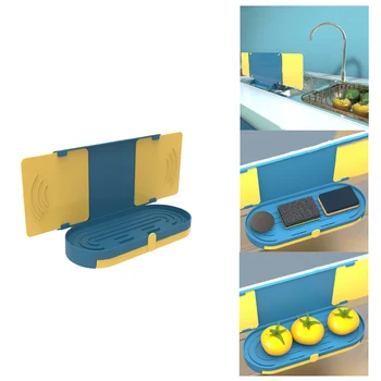 

Kitchen Stretchable Water Baffle With Suction Cup Folding Sink Partition Multifunctional Layered Board Shelf With Storage Box