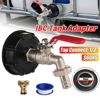 

3pcs/set IBC Tote Tank Drain Adapter 1/2" Hose Faucet Water Connector Replacement S60X6 Brass Tap Fitting Valve Oil Fuel Supply