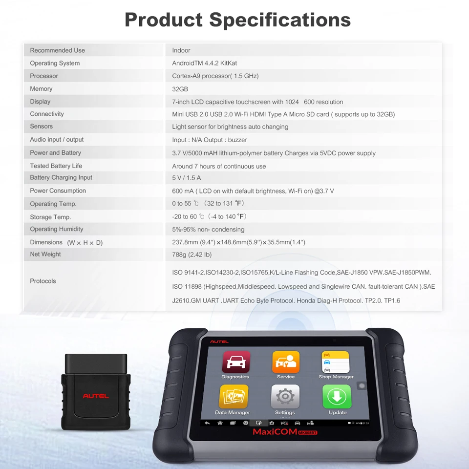 Autel MaxiCOM MK808BT Code Reader OBD2 Scanner Auto Diagnostic Tools With Active Test,28+Services,All System Diagnosis PK MK808 best car inspection equipment