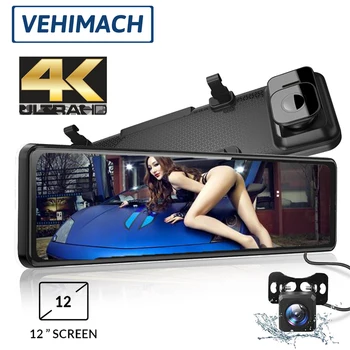 

12" Dash Cam 4K GPS For Car Dual Camera Video Recorder Mirror DVR Front And Rear View Auto Registrar 24h Parking Monitor Lens