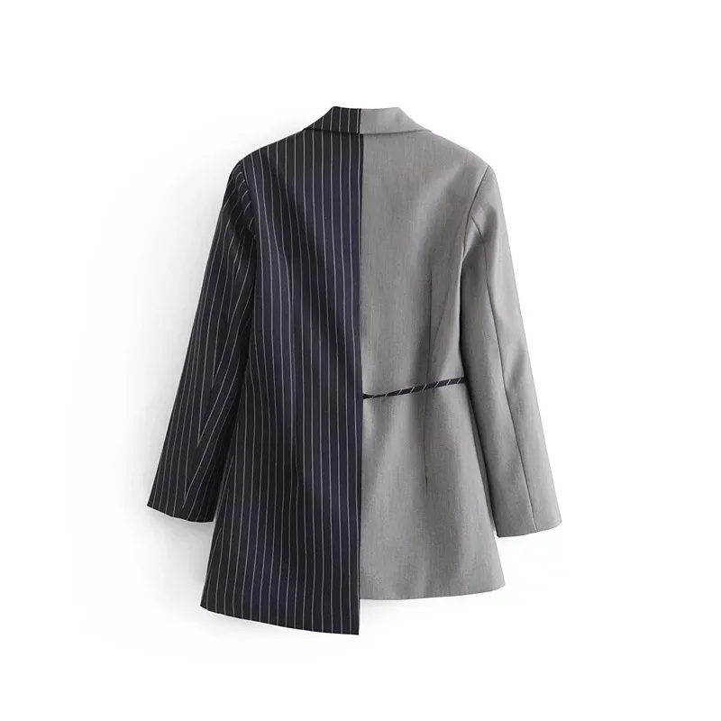 

MK57 WOMEN'S Dress Autumn Clothing New Style Cool Stripes Joint Lace-up Fashion-Style Modern Suit Jacket Women's