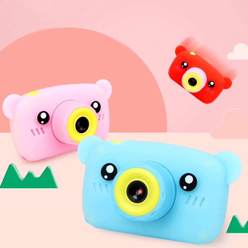 2021 New Portable Children 13MP HD Digital Camera Cute Cartoon 2 Inches IPS Screen Mini Portable SLR Camera Toy Kid Gift