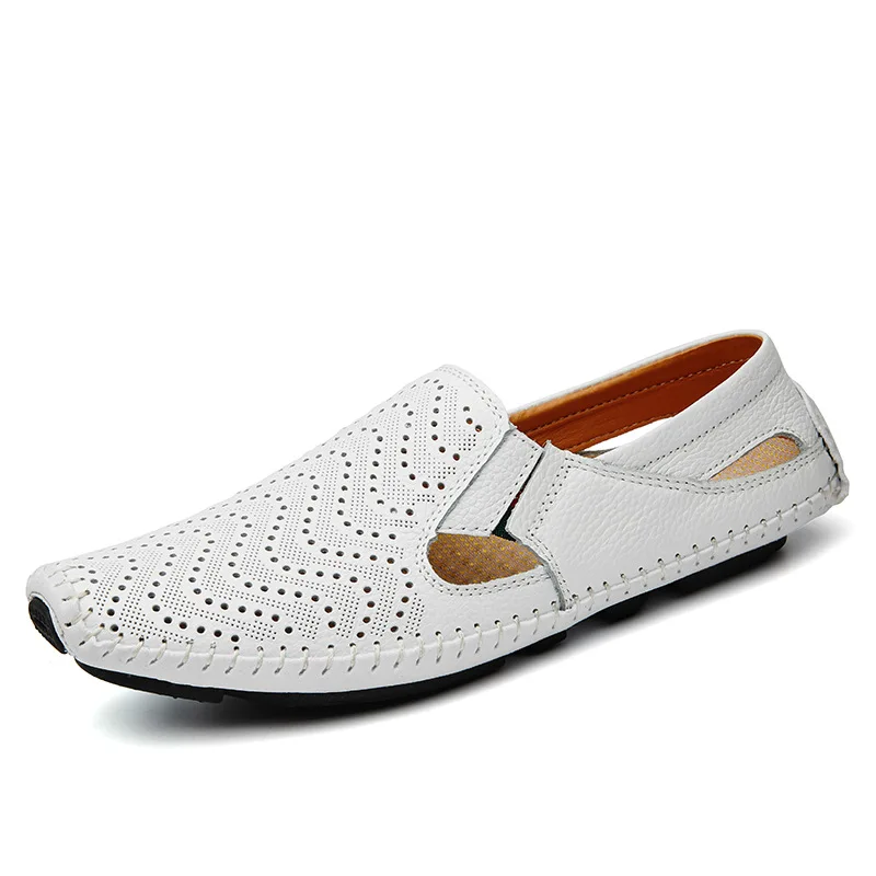 

Summer Large Size Breathable Moccosins Slip-on Loafers MEN'S Leather Shoes AliExpress Hot Selling Hollow out MEN'S Casual Shoes