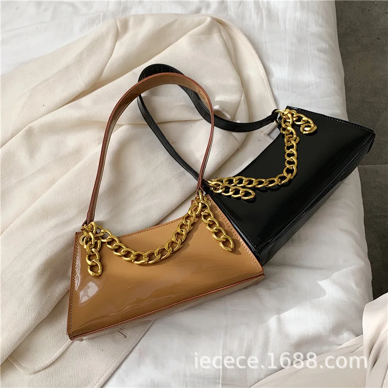 

Baguette Bag Women's 2020 New Style Fashion Bright Surface Armpit Patent Leather WOMEN'S Bag Korean-style Elegant Versatile Port