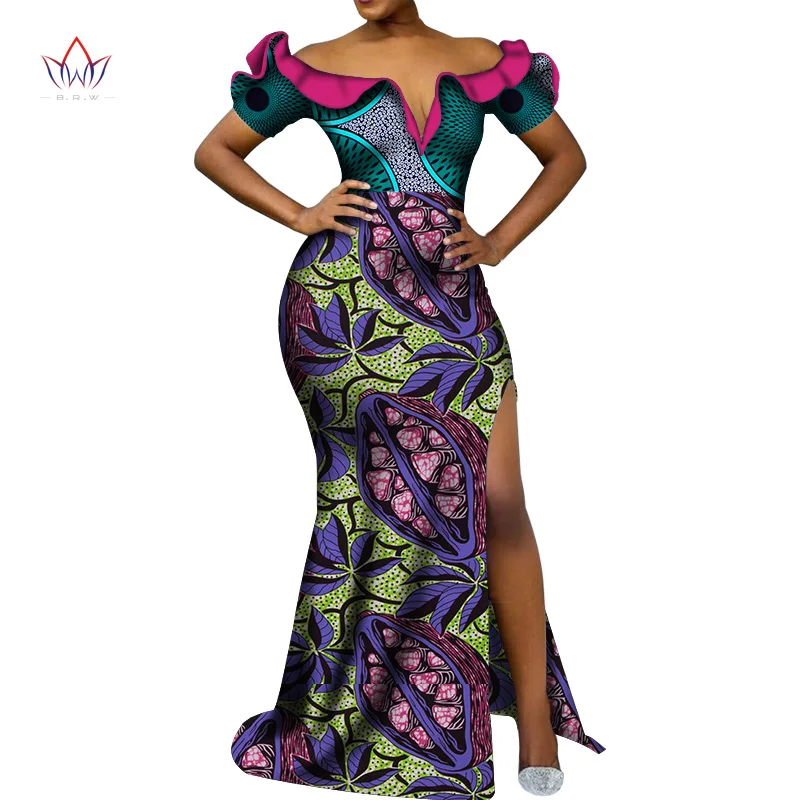 13 Vetement Femme Dashiki, африканские платья с v-образным вырезом для женщин, повседневные Свадебные вечерние африканские платья с коротким рукавом, Анкара, длинное платье swy5297 - Цвет: 13