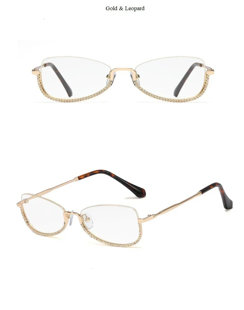 Роскошные брендовые кристально прозрачные очки оправа для женщин без оправы Стразы розовые очки женские сексуальные сплав очки Ins кошачий глаз оттенки