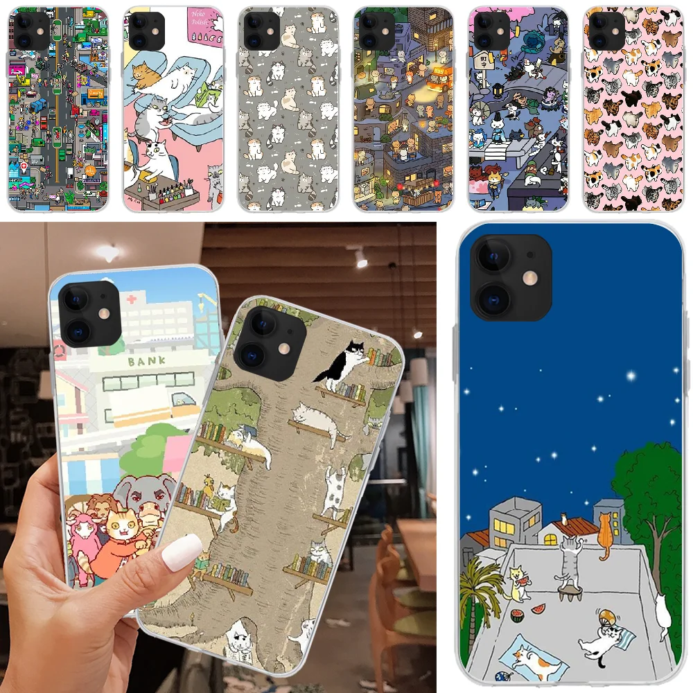 ByLoving Cat town anime TPU Soft Rubber Phone Cover For iPhone 5C 5 5S SE 7 8 plus X XS XR MAX 11 pro Pro Max | Мобильные телефоны