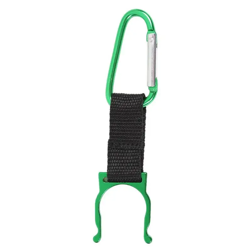 Durable Bottle Holder Clip Classic Delicate Aluminum Water Bottle Holder Clip Buckle Hiking Camping D-shaped Carabiner Hook - Color: Green