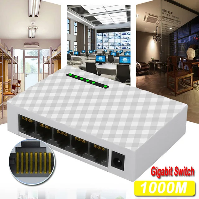 Mini 5-Port Desktop 1000 Mbps Network Switch Gigabit Fast RJ45 Ethernet Switcher LAN Switching Hub Adapter Full duplex Exchange 1