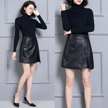 Новинка года; модная юбка из натуральной овечьей кожи; K18