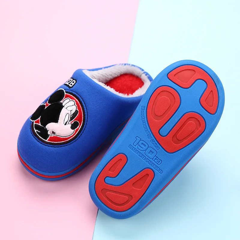 Disney/Детская Хлопковая обувь с рисунком Микки; тапочки; нескользящие теплые хлопковые тапочки на мягкой подошве; домашняя обувь