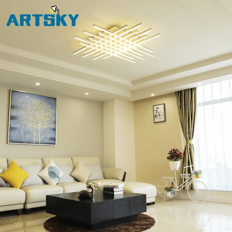 

2/3/4 Head Finished Lamp LED Modern Ceiling Lights for Living Room Acrylic Indoor Lighting