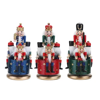

Vintage Wooden Music Box Birthday Gift Gifts For Kids Guard Nutcracker 4 Soldier Toy Musical Box Christmas Decorations For Home