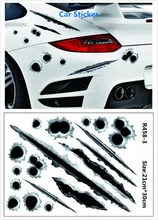 Car Sticker Emulational  3D   Bullet Hole  Striker  Car covers Motorcycle Scratch Realistic  Waterproof Stickers car accessorie