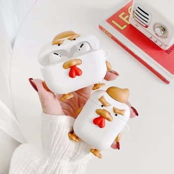 

Cartoon Cute Chicken Wireless Bluetooth Headset Case Cover for Airpods Protective Cases Silicone for Apple Airpods Earphone