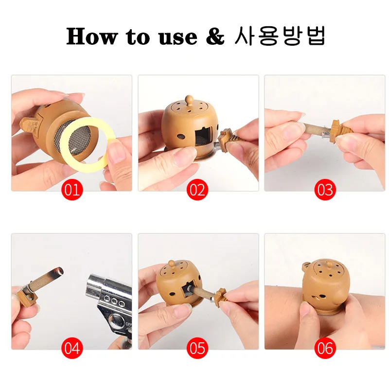 Moxibustion Box Moxa Sticks Mini Mugwort Tube Burner Acupuncture Therapy Point Body Warm Massage Heating Treatment Pain Relief