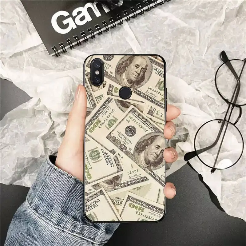 FHNBLJ money Dollar bills cash Silicone Black Phone Case for Xiaomi Redmi 5 5Plus 6 6A 4X 7 7A 8 8A 9 Note 5 5A 6 7 8 8Pro 8T 9 phone cases for xiaomi Cases For Xiaomi