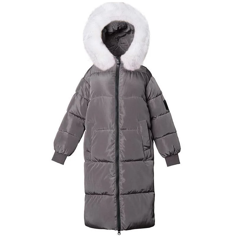 New Fashion Winter Jacket for Women Plus size 7XL Outerwear Fake fox fur Winter Down Coats Hooded Female Warm Long Parkas - Цвет: gray 1