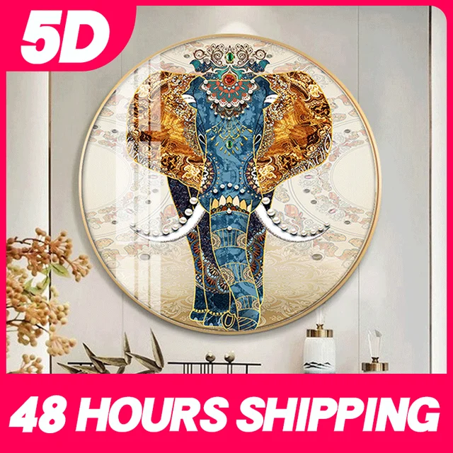 Era 5d Diamond Painting Elephant   Full round Embroidery Animals Picture Of Rhinestone  Cross Stitch Diamond Mosaic Handwork 1