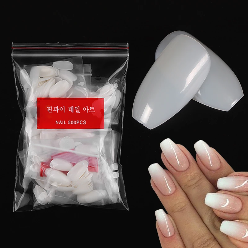 500pcs Bag Ballerina Short False Nails Fake Nails Full Cover Acrylic Nail Art Tips Nature Press On Nails Diy For Nail Extensions False Nails Aliexpress