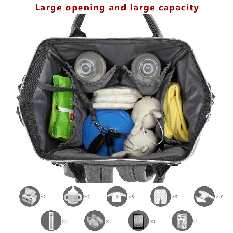 Lequeen Baby Bag With USB Interface Mummy Maternity bag Large Capacity Diaper Travel Backpack Waterproof Nursing Nappy Bag