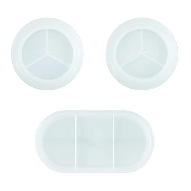 

3 Pcs DIY Dish Tray Plate Casting Silicone Mould Set Crafts Jewelry Ring Container Making Tools Crystal Epoxy Resin Mold