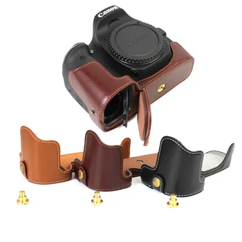 

New Genuine Leather Camera Case For Canon 80D Half Case Bottom Bag Body Set Cover With Battery Opening Directly Genuine Leather