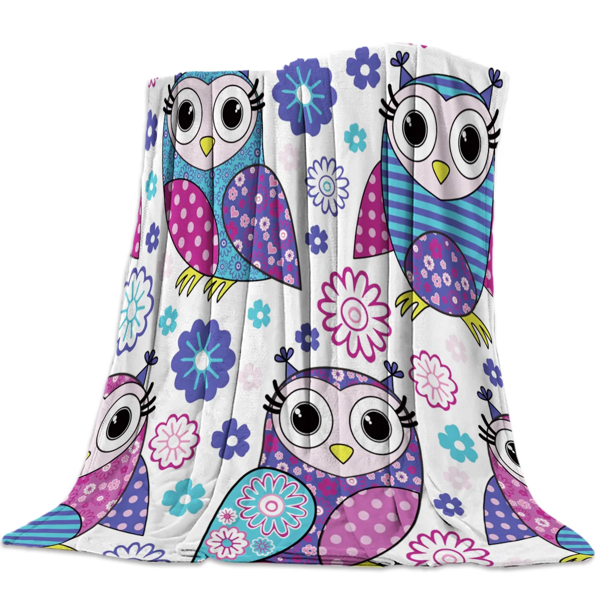 Custom Blanket Home Textile Owl Color Bird Animal Flower Petal Flannel