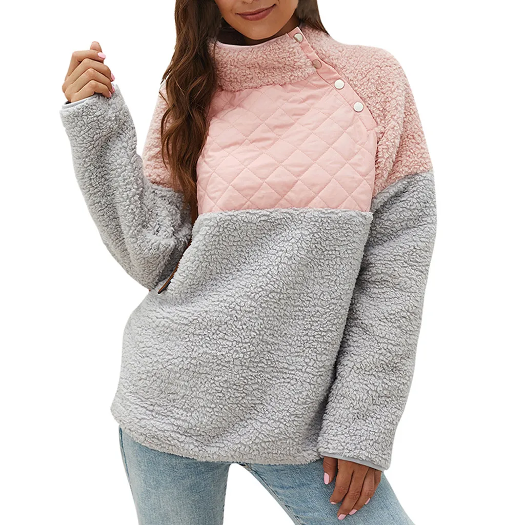 

2019 Autumn Winter Zanzea Women Hoodies Long Sleeve Hooded Loose Casual Patchwork Warm Sweatshirt Oversize Plus Size Sweatshirts