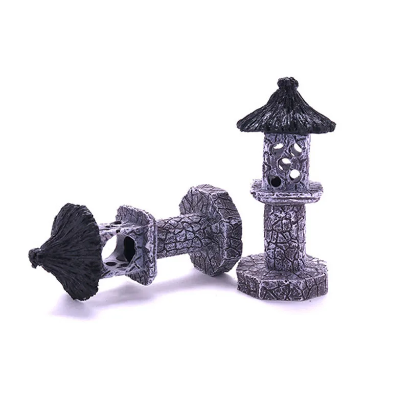 Aquarium Ornaments Simulation Lighthouse Stone Lamp Decoration Resin