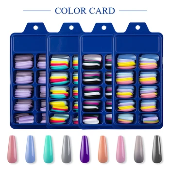 

New Candy Colors 100 Pieces Set False Nail Tips Ballerina Fake Nails Full Coverage Long Ballet Nail Art Manicure French Tools