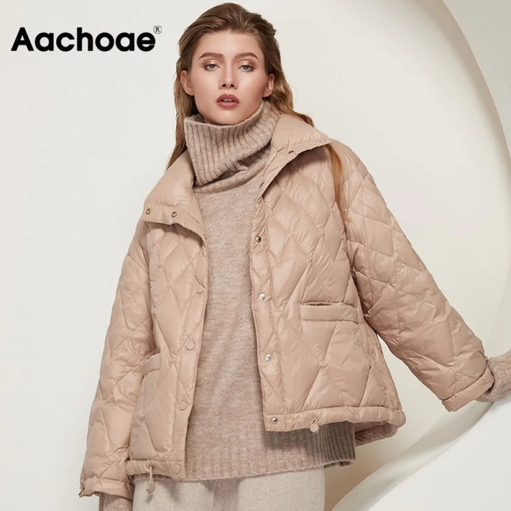 Aachoae Women Winter Solid Puffer Jacket With