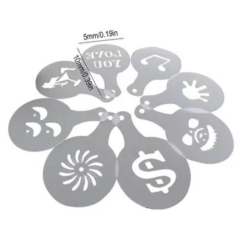

8 Pcs/set White Fancy Coffee Cappuccino Latte Print Model Plastic Lace Mold Baking Coffee Milk Bubble Spray Decoration Template