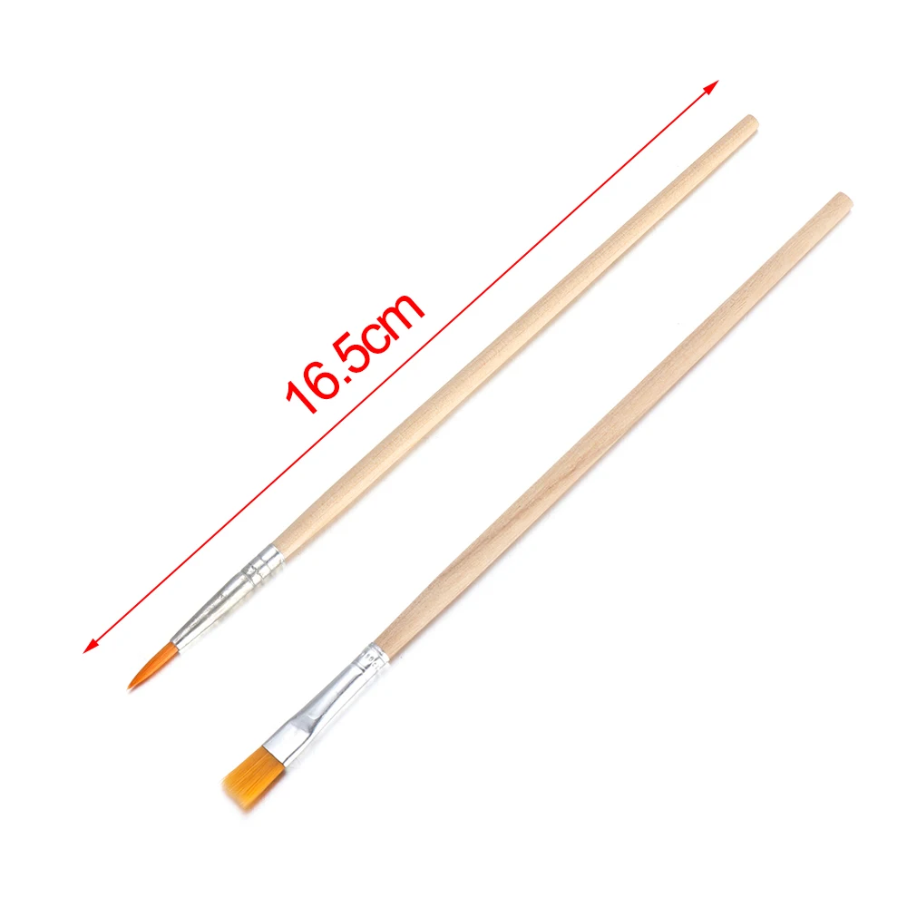 flat/tip Nylon Hair Wooden Handle Hook Line Pens Paint Brushes Watercolor Brush Drawing Brush Calligraphy Supplies 10Pcs/set